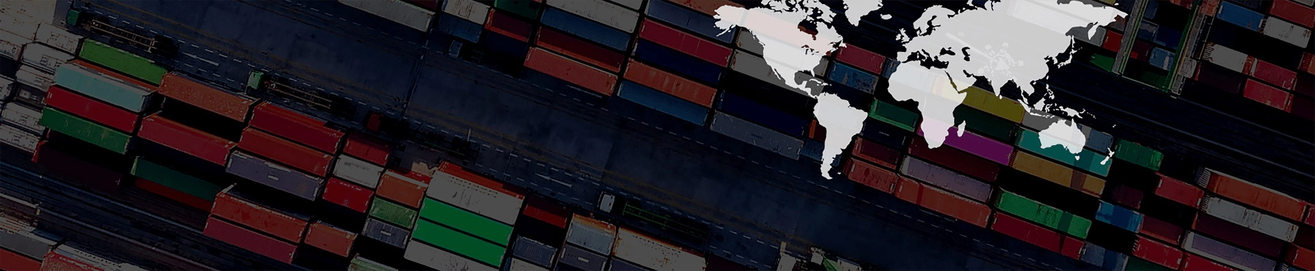 Global shipping containers with world map background