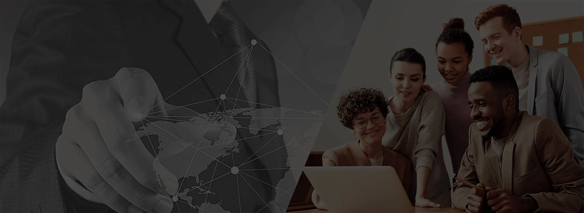 Global business team connected through digital trade data network